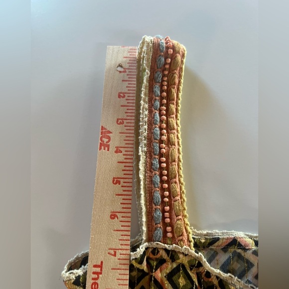 Conditions Apply green pink gold aztec beaded midi sundress sz S boho flowy - Picture 13 of 14